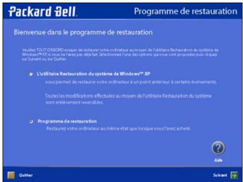 PACKARD BELL NC - Lancez le programme de restauration - 3