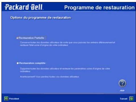 PACKARD BELL NC - Lancez le programme de restauration - 5
