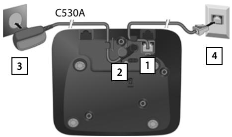 GIGASET C530A DUO NOIR - Connexion de la base au réseau téléphonique et au secteur - 1