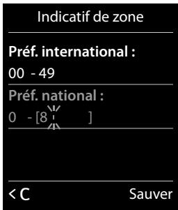GIGASET C530A DUO NOIR - Réglage de vos propres indicateurs locaux et internationaux - 13