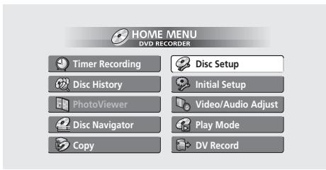 PIONEER DVR5100H - Menu d'installation du disque - 1