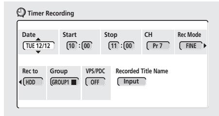 PIONEER DVR5100H - Appuyez sur TIMER REC pour afficher l'écran d'enregistrement avec TIMER. - 2