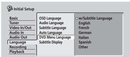 PIONEER DVR5100H - Langue du menu du DVD - 1