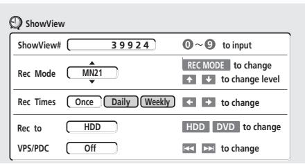 PIONEER DVR5100H - Appuyez sur showview pour afficher l'écran de programme. - 1