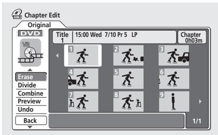 PIONEER DVR5100H - Sélectionner 'chapt edit' dans les options de menu du navigateur de disque. - 1