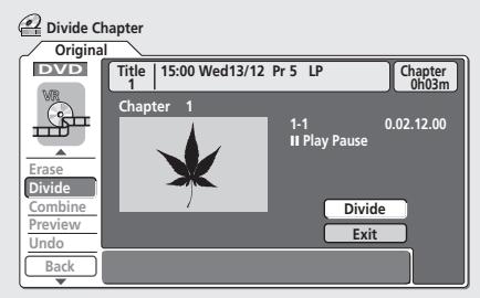 PIONEER DVR5100H - Sélectionner 'chapt edit' dans les options de menu du navigateur de disque. - 2