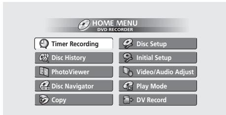 PIONEER DVR5100H - Utiliser le menu initial - 1