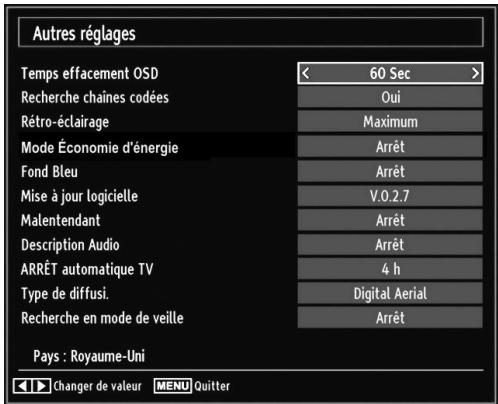 BRANDT B 3213 HD - Configuration des autres réglages - 1