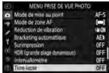 NIKON Z5 - Mettez en surbrillance [time-lapse] dans le menu prise de vue photo. - 1