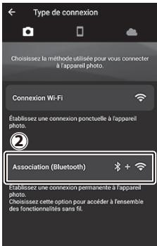 NIKON Z5 - Périphérique android : touchez [appareil photo hybride], puis touchez [association (bluetooth)] - 2
