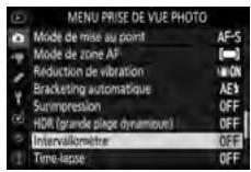 NIKON Z5 - Mettez en surbrillance [intervallometre] dans le menu prise de vue photo. - 1