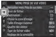 NIKON Z5 - Menu prise de vue vidéo : options de prise de vue vidéo - 1