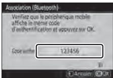 NIKON Z5 - Appareil photo/périphérique android : vérifie que l'appareil photo et le périphérique android affichent le même code d'authentication. - 2