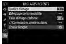 NIKON Z5 - Comment les rubriques sont-elles ajoutées aux [Réglages Récents] ? - 1