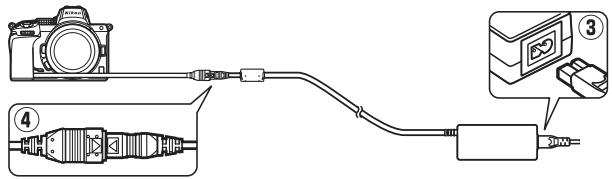 NIKON Z5 - Raccordez l'adaptateur secteur eh-5d/eh-5c/ eh-5b au connecteur d'alimentation ep-5b. - 1