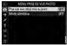 NIKON Z5 - Mettez en surbrillance [prise vue avec décalage mise au point] dans le menu prise de vue photo. - 1