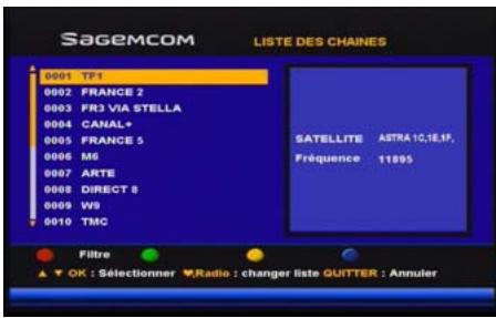 SAGEMCOM DS77 - Depuis la liste des chaînes - 1