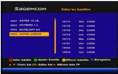 SAGEMCOM DS77 - Éditer les satellites ajoutés - 1