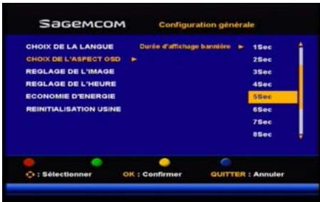 SAGEMCOM DS77 - Durée d'affichage de la bannière (OSD) - 1