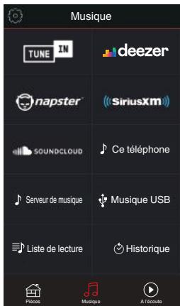 DENON AVC-X4700H - Appuyez sur l'onglet "musique" pour sélectionner une source musicale. - 2