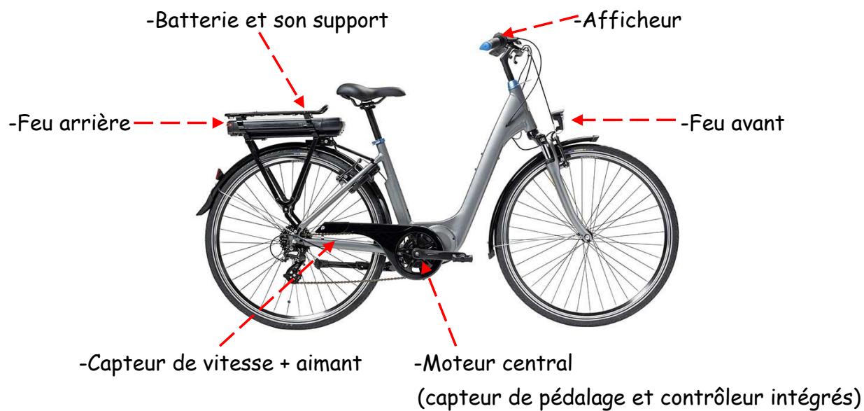 PEUGEOT ELCO1 - Position des composants électriques du VAE - 2
