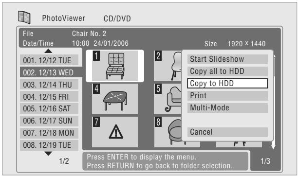 PIONEER DVR 645 H - Sélectionnez l'item 'Copy to HDD' - 1