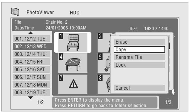 PIONEER DVR 645 H - Sélectionnez l'item 'Copy' ou 'Copy Folder Contents'. - 1