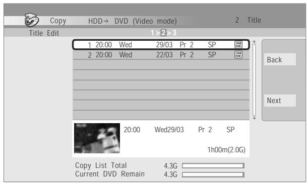PIONEER DVR 645 H - Sélectionnez 'Next' pour acceder à la page Title Edit. - 1