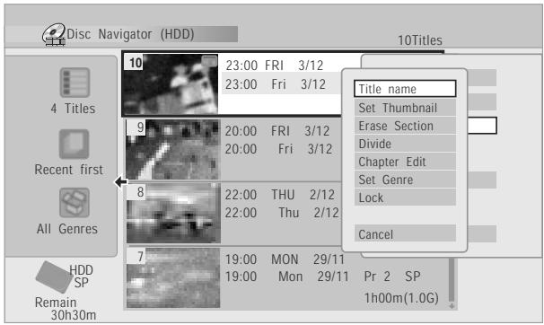 PIONEER DVR 645 H - Sélectionnez 'Edit' > 'Title Name' in des commandes. - 1