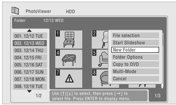 PIONEER DVR 645 H - Creation d'un nouveau dossier - 2