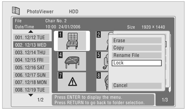 PIONEER DVR 645 H - Sélectionnez l'item 'Lock' ou 'Lock Folder Contents'. - 1