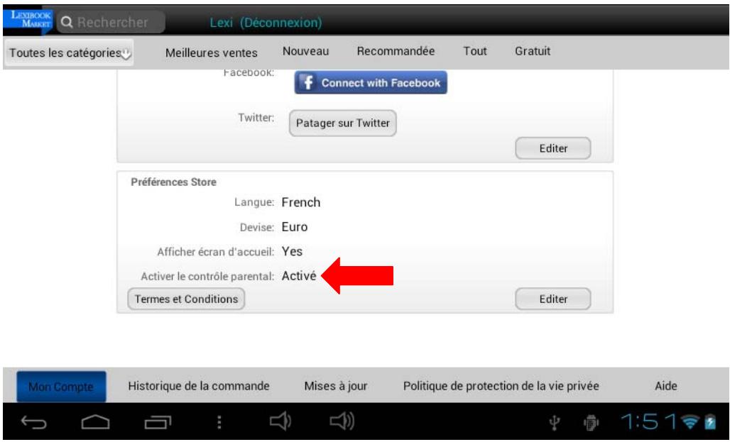 LEXIBOOK MFC175FRW - Activer le contrôle parental : - 5