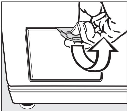 MIELE WT2670S - Déverrouillage de porte manuel en cas de vidange obstruée et/ou de panne de courant - 2