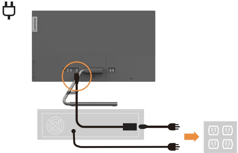 LENOVO EcranQ27H-10 - Raccorder et mettre en marche votre moniteur - 9