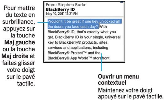 BLACKBERRY CURVE 9520 - L'action Copier et coller : aperçu - 1