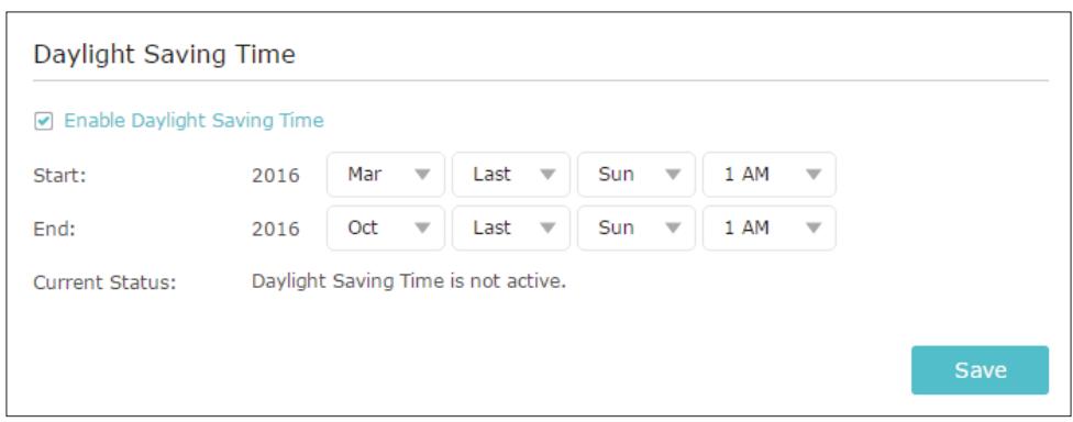 TP-LINK RE200 - To set up Daylight Saving Time: - 1