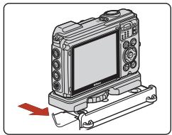 NIKON COOLPIX W300 - Glissez l'adaptateur pour câble, qui est fixé à l'appareil photo et au câble, jusqu'à ce qu'il touche le guide de fixation du support. - 1