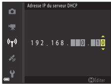 NIKON COOLPIX W300 - Saisie de caractères pour Canal, Masque de sous-réseau et Adresse IP du serveur DHCP - 1