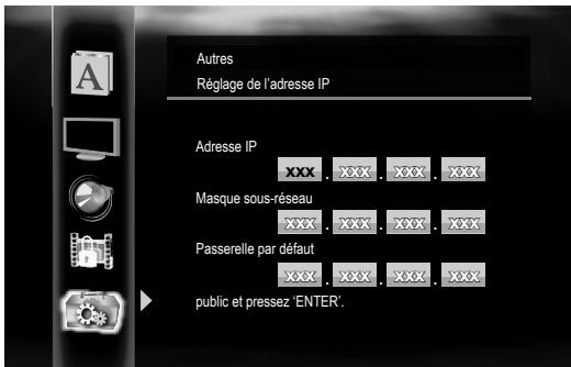 ONKYO DV-BD507 - Si vous sélectionnez "manuel", suivez les instructions suivantes pour définir l'adresse IP et DNS. - 1