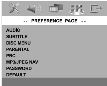 PHILIPS LX3900SA+LX3950W - Menu relatif aux réglages préférentiels - 1