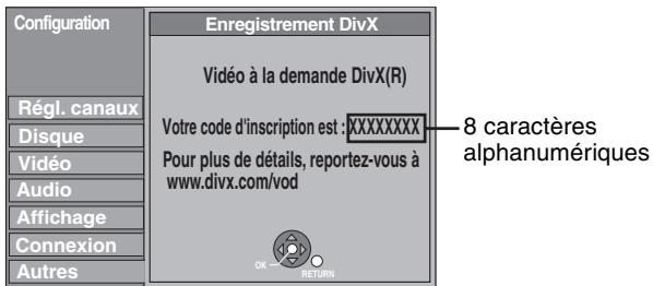 PANASONIC DMR-EX88EF-K - Affichage du code d'enregistrement de l'appareil. - 1