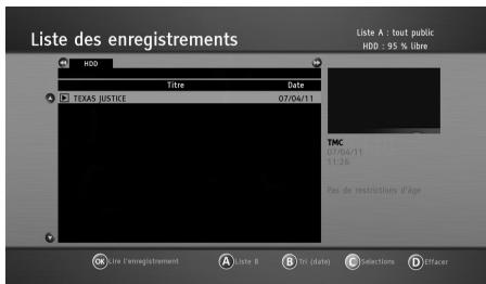 SAGEMCOM BPRSI88-250 HD - Liste des enregistrements - 2