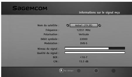SAGEMCOM BPRSI88-250 HD - Informations sur le signal reçu - 1