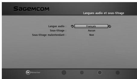SAGEMCOM BPRSI88-250 HD - Langues audio et sous-titrage - 1