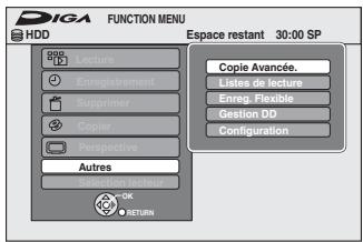 PANASONIC DMR-EX769 - Appuyez sur [, ] pour sélectionner une fonction puis appuyez sur [OK]. - 1