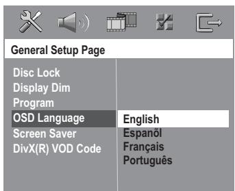 PHILIPS HTS5000W - Choix de la langue OSD - 1
