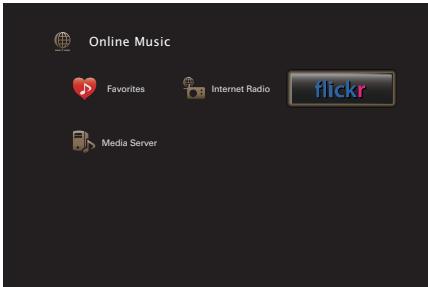 MARANTZ A8802 - Utilisez △▽◀▷ pour sélectionner “Flickr”, puis appuyez sur ENTER. - 1