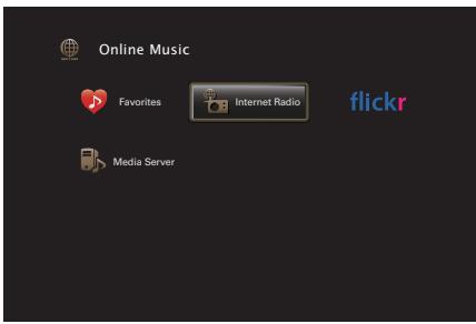 MARANTZ A8802 - Utilisez △▽◀▷ pour sélectionner “Internet Radio”, puis appuyez sur ENTER. - 1