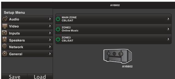 MARANTZ A8802 - Lorsque le menu principal est affiché, cliquez sur l'élément de menu que vous voulez utiliser. - 1
