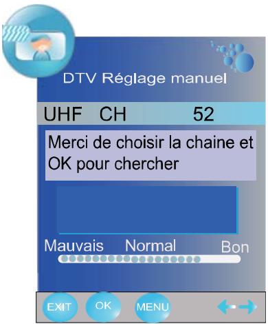 TOKAI LCD191W/MPEG2 - B) réglage manuel des châines TNT - 1